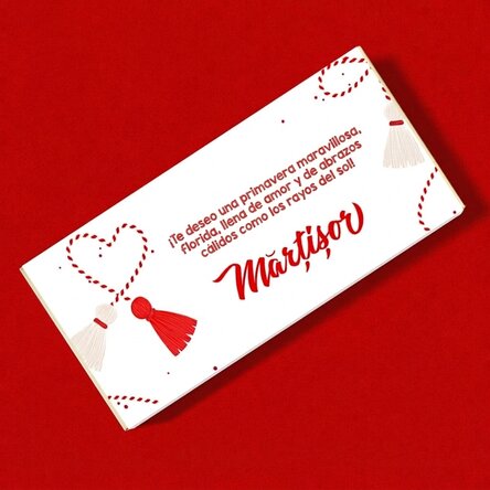 Chocolate personalizado con la palabra «corazón»