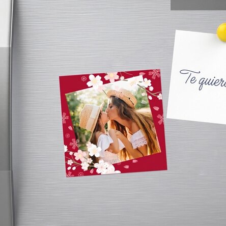 Iman de 10x10 personalizado con una foto - Flores de cerezo