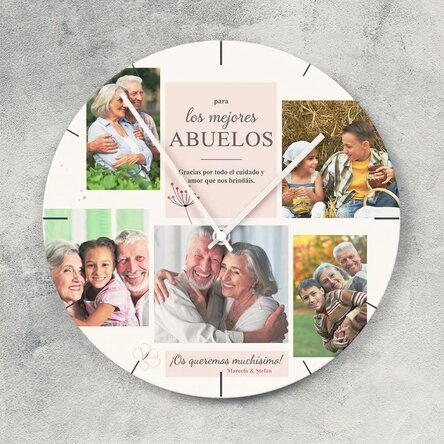 Reloj personalizado con 5 fotos: «Los mejores abuelos»