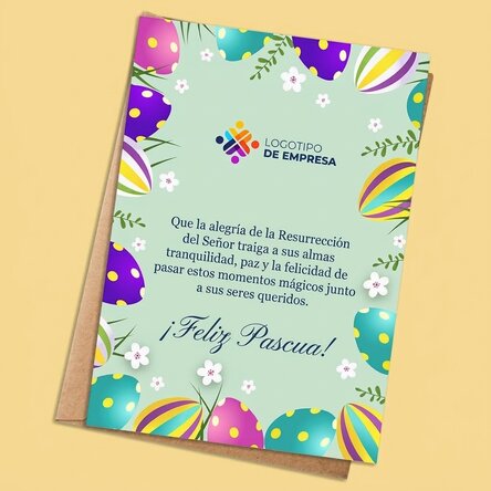 Tarjeta personalizada con texto y logotipo - Feliz Pascua