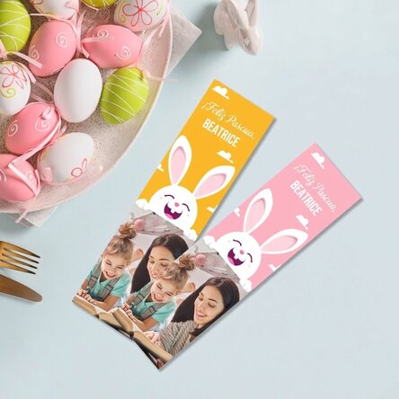 Marcapáginas personalizado con una foto y un mensaje - Conejito