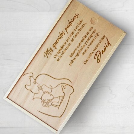 Caja de regalo personalizada de madera - Padrinos queridos