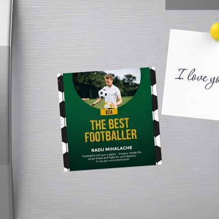 Personalised 10x10 magnet with photo and text - Football
