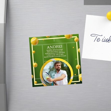 Imán personalizado de 10x10 con foto y texto - Tenis
