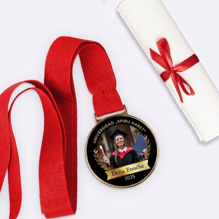 Medalla personalizada con una foto y un texto - Graduado