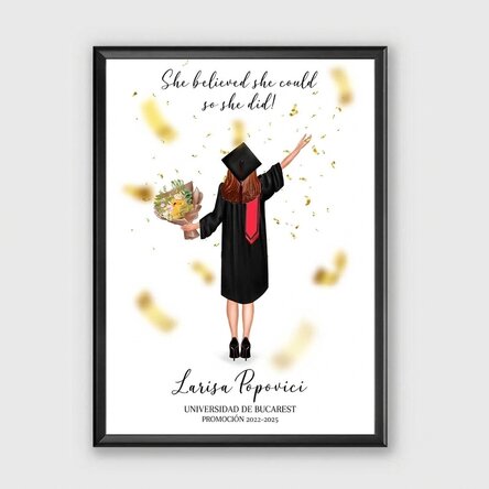 Cuadro personalizado con texto y cambio de color de pelo para la graduación