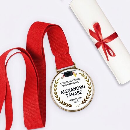 Medalla personalizada con texto - Felicidades por la graduación