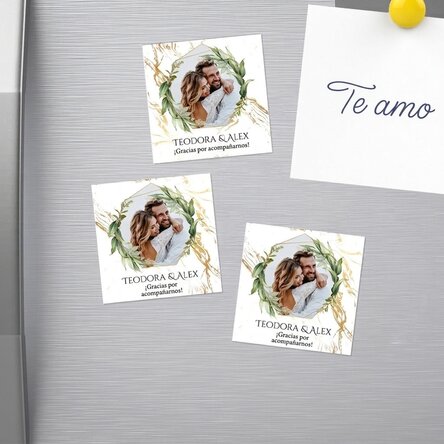 Juego de 12 imanes de 6 x 6 cm - detalle de boda