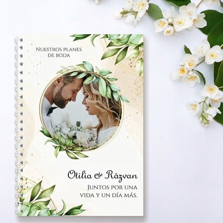 Cuaderno personalizado con una foto y un texto - Planes de boda