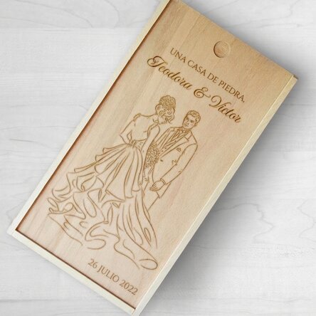 Caja de regalo personalizada de madera con mensaje - Casa de piatra