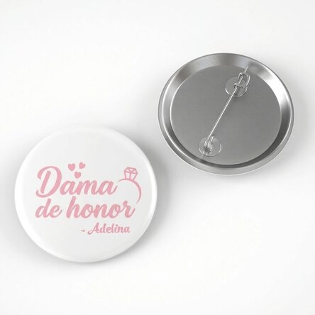 Chapa personalizada con texto para las damas de honor