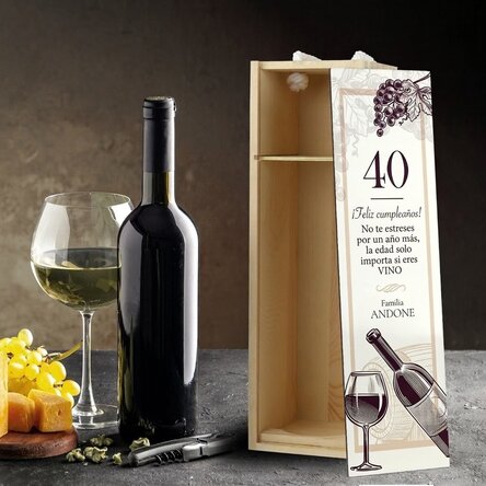 Caja de vino personalizada con mensaje de cumpleaños - Cheers