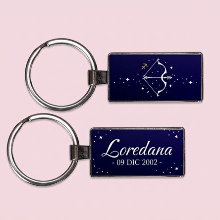 Llavero personalizado con texto y signo del zodiaco: Sagitario
