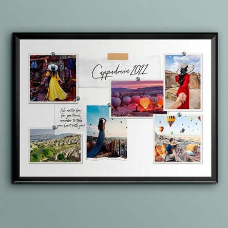 Cuadro paisajístico personalizado con 6 fotos y texto - Tus vacaciones