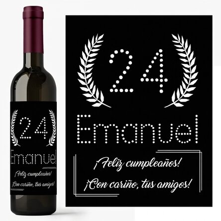 Vino personalizado con mensaje de cumpleaños - Black & White