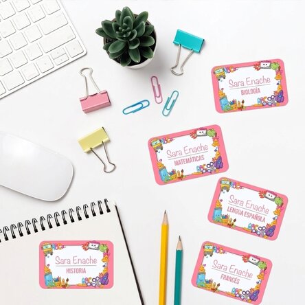 Lote de 8 pegatinas (etiquetas autoadhesivas) personalizadas para el colegio con el texto «Back to s