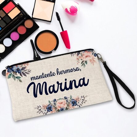 Bolsita para accesorios personalizada con texto - Floral
