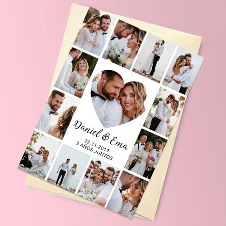 Tarjeta magnética personalizada con 13 fotos y texto para el aniversario de la relación