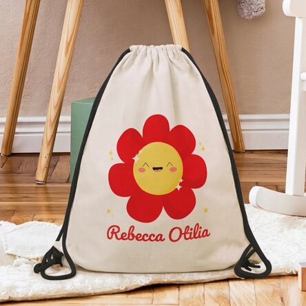 Mochila personalizada con nombre - Modelo de flor de colores