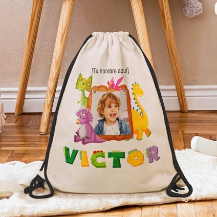 Mochila personalizada con nombre y foto - Dino