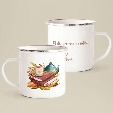 Taza metálica esmaltada con mensaje - «My perfect day»