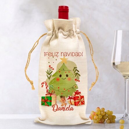 Bolsa personalizada para botella de vino - Ilustración navideña