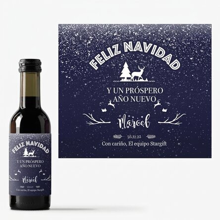 Mini botella de vino personalizada con texto - Snowing Night