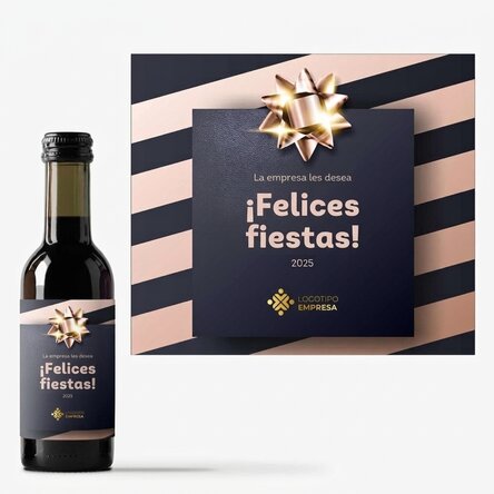 Mini botella de vino personalizada con logotipo y texto - Regalo para las fiestas