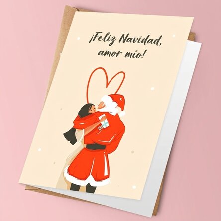 Tarjeta de felicitación personalizada con mensaje navideño para una pareja
