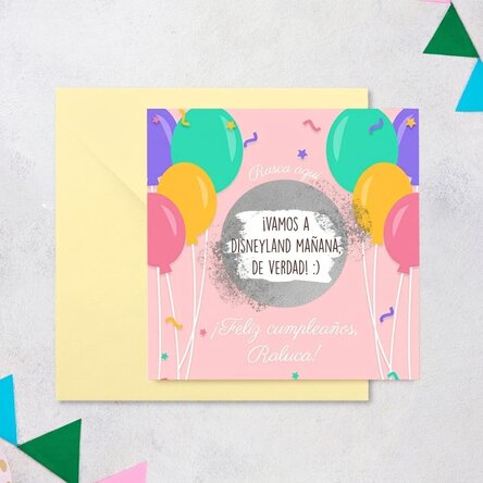 Tarjeta rasca y gana personalizada con mensaje - Cumpleaños