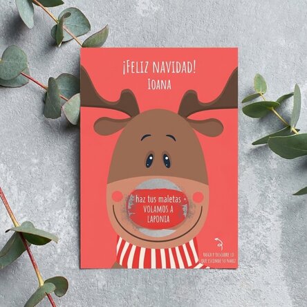Tarjeta de Navidad personalizada para rascar - Modelo Ren