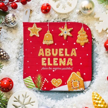 Soporte para ollas calientes personalizado con el nombre de los abuelos - Christmas Gingerbread
