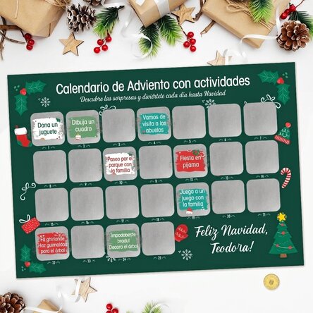 Póster de Adviento personalizable para rascar con mensajes - Actividades