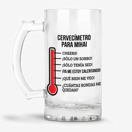 Jarra de cerveza personalizada con texto - Beer-o-meter