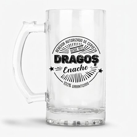 Jarra de cerveza personalizada con texto: «Bebedor de cerveza autorizado»