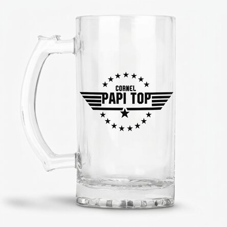 Jarra de cerveza personalizada con texto: «Top Dad»