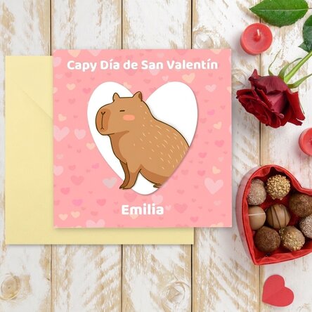 Tarjeta cuadrada personalizada con texto - Capibara