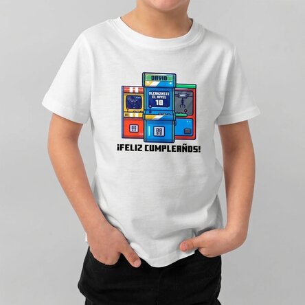 Camiseta de algodón para niños personalizada con texto - Cumpleaños de gamer