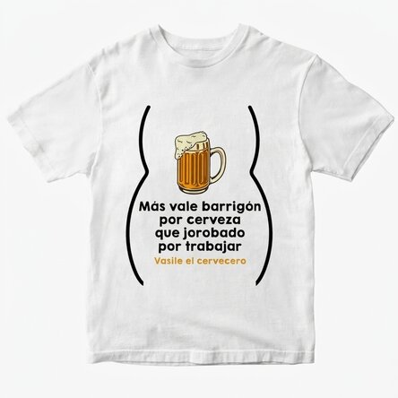 Camiseta de algodón personalizada con texto: «Gordito por la cerveza»
