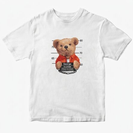 Camiseta de algodón personalizada con texto - Prison teddy bear