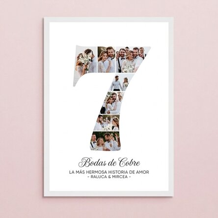 Cuadro personalizado con el número 7, fotos y un mensaje - Aniversario de pareja