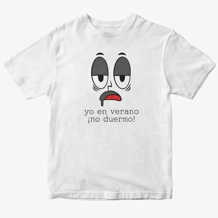 Camiseta de algodón personalizada con el texto: «¡En verano no duermo!».