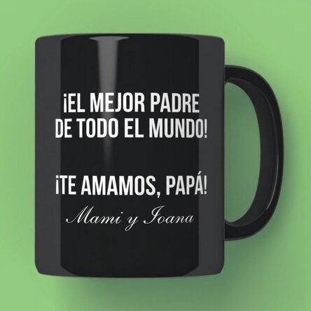 Taza negra personalizada con texto