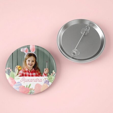 Chapa personalizada con nombre y foto - modelo de Pascua