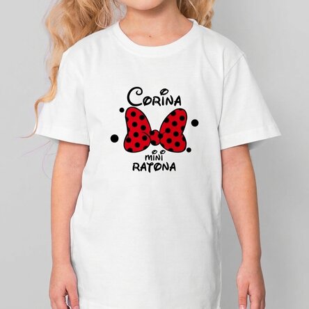 Camiseta de algodón para niños personalizada con texto - Mini Mouse