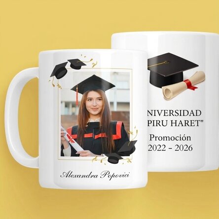 Taza personalizada con una foto y un texto - Graduación
