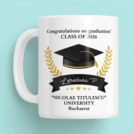 Taza personalizada con texto - Felicidades por la graduación
