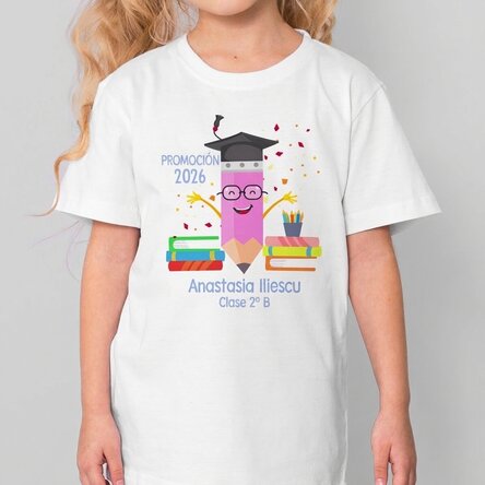Camiseta de algodón para niños personalizada con texto: «Lápiz de graduado»