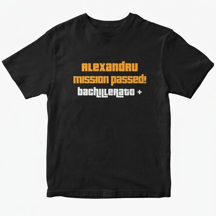 Camiseta de algodón personalizada con el texto «Mission passed»