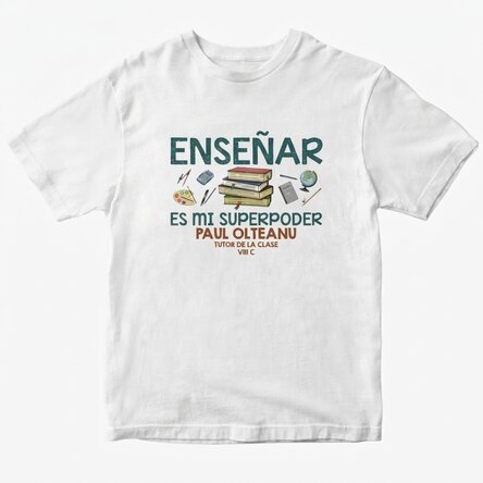 Camiseta de algodón personalizada con el texto: «Teaching is my superpower»